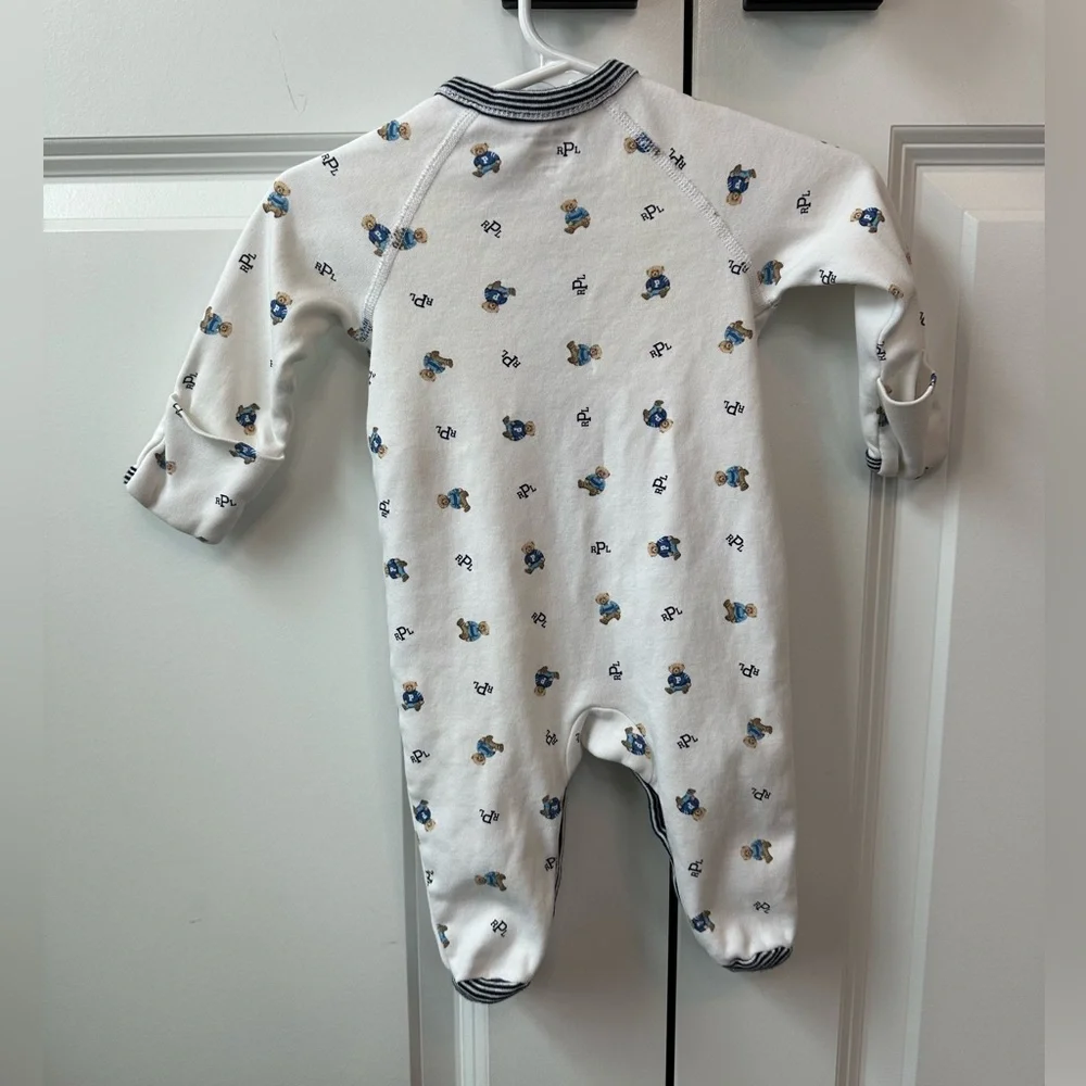 Ralph Lauren Boys Polo Bear Cotton Footed Coverall (Size 3Mo)